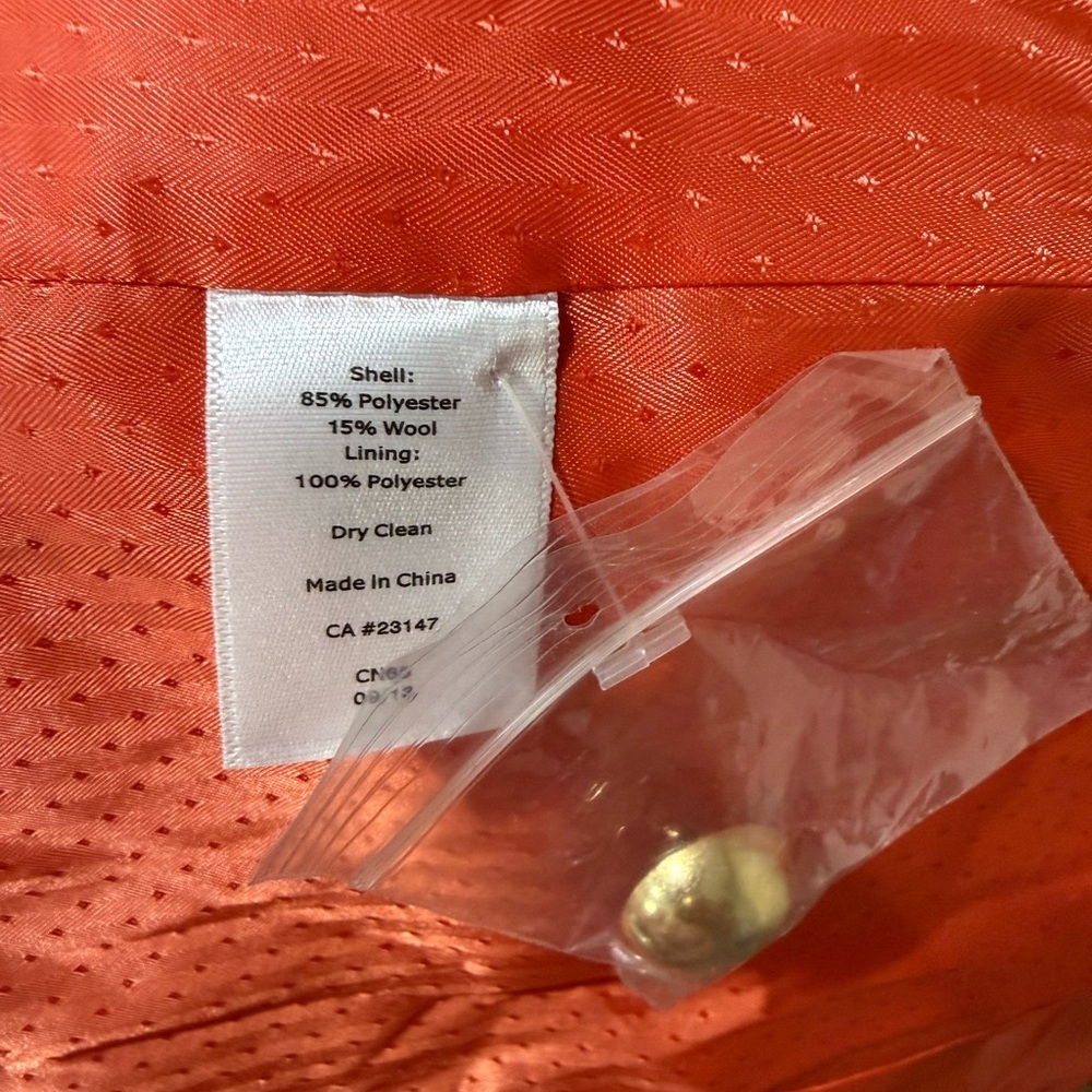Talbots Orange Tweed Fringe Blazer Gold Button - Picture 2 of 9